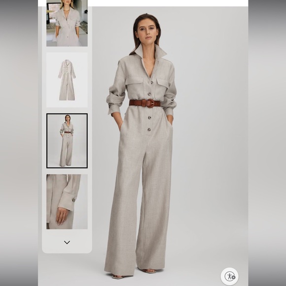 Reiss Pants - Reiss Anita Linen Wide Leg Jumpsuit in Neutral Size 0